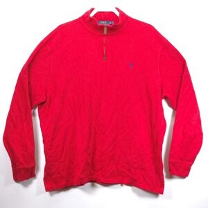 Polo Ralph Lauren Quarter Zip Sweater Men's 2XL Red Mock Neck Pony Logo Normcore